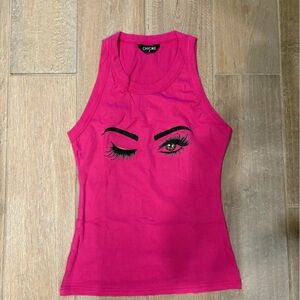 Chic Vibrant Pink Ribbed Tank Top
